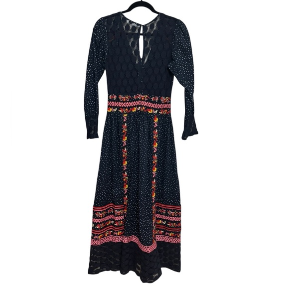 Frock & Frill Embroidered Katerina Midi Dress in Navy Polka Dot - Size US 4 - Picture 3 of 6